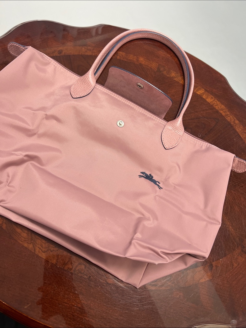 Longchamp le pliage leather-trimmed tote in Dusty Pink L - Picture 3 of 6
